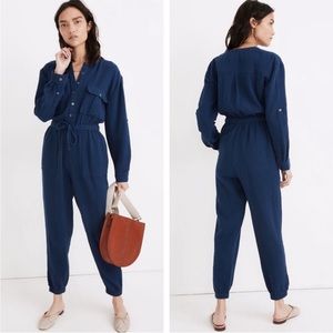 Last chance! Madewell Lightspun Tapered-Leg Cobalt Blue Jumpsuit Sz 8